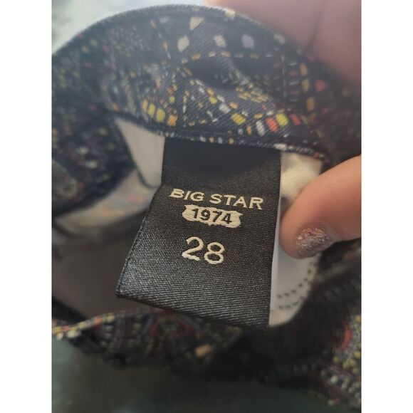 Big Star mosaic multi color  skinny jeans sz 28 - Picture 3 of 5